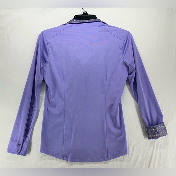 Essex Classics Long Sleeve Horseback Riding Show Shirt Womens L Purple Flip Cuff - Picture 2 of 9